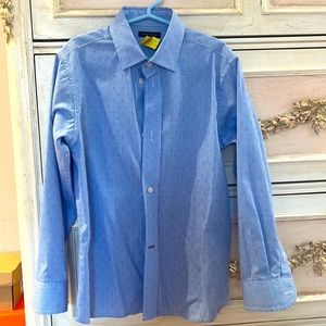 Tommy Hilfiger light blue plaid collared dress shirt sz 7